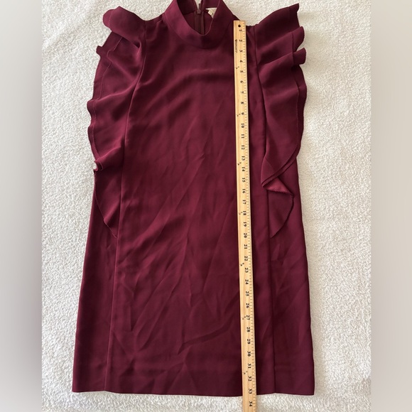 Kate Spade Burgundy Ruffle Mini Dress Size 2 - Picture 4 of 8